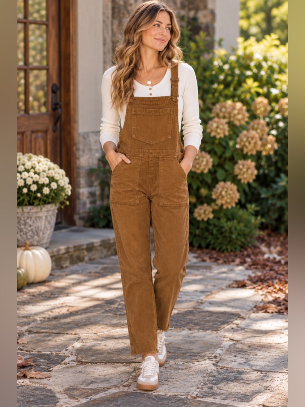 Aerie XS Werk Play Tan Brown Twill Utility Corduroy Overalls NWT